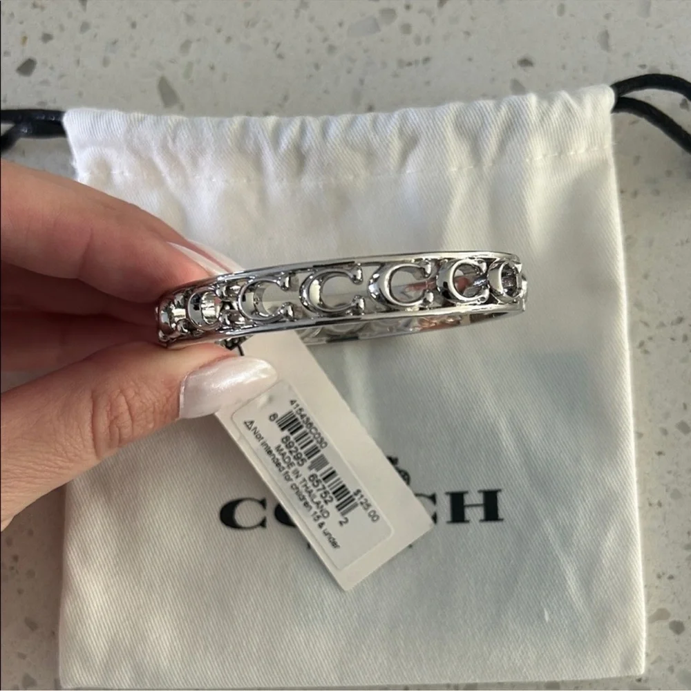Coach Silver-tone C Link Bangle Bracelet - Picture 1 of 2